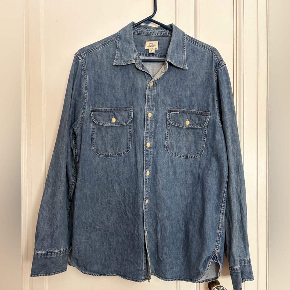 J. Crew men’s large denim button down shirt